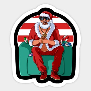 Black Santa Claus Gangster Christmas Sticker